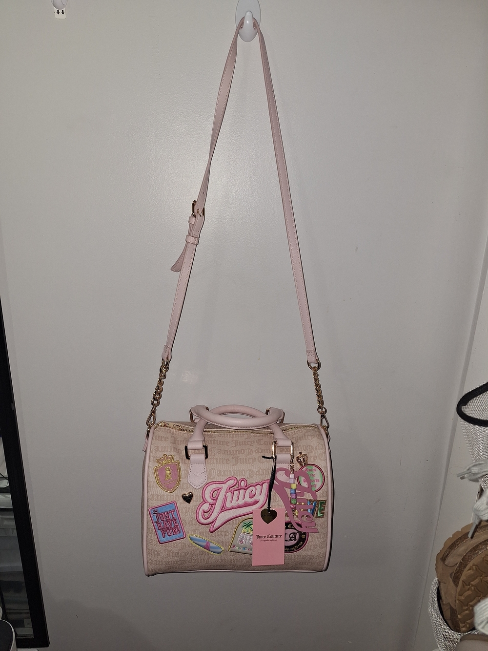 EXCLUSIVE Juicy Couture Pale Pink Patchwork Satchel with Gold Hardware